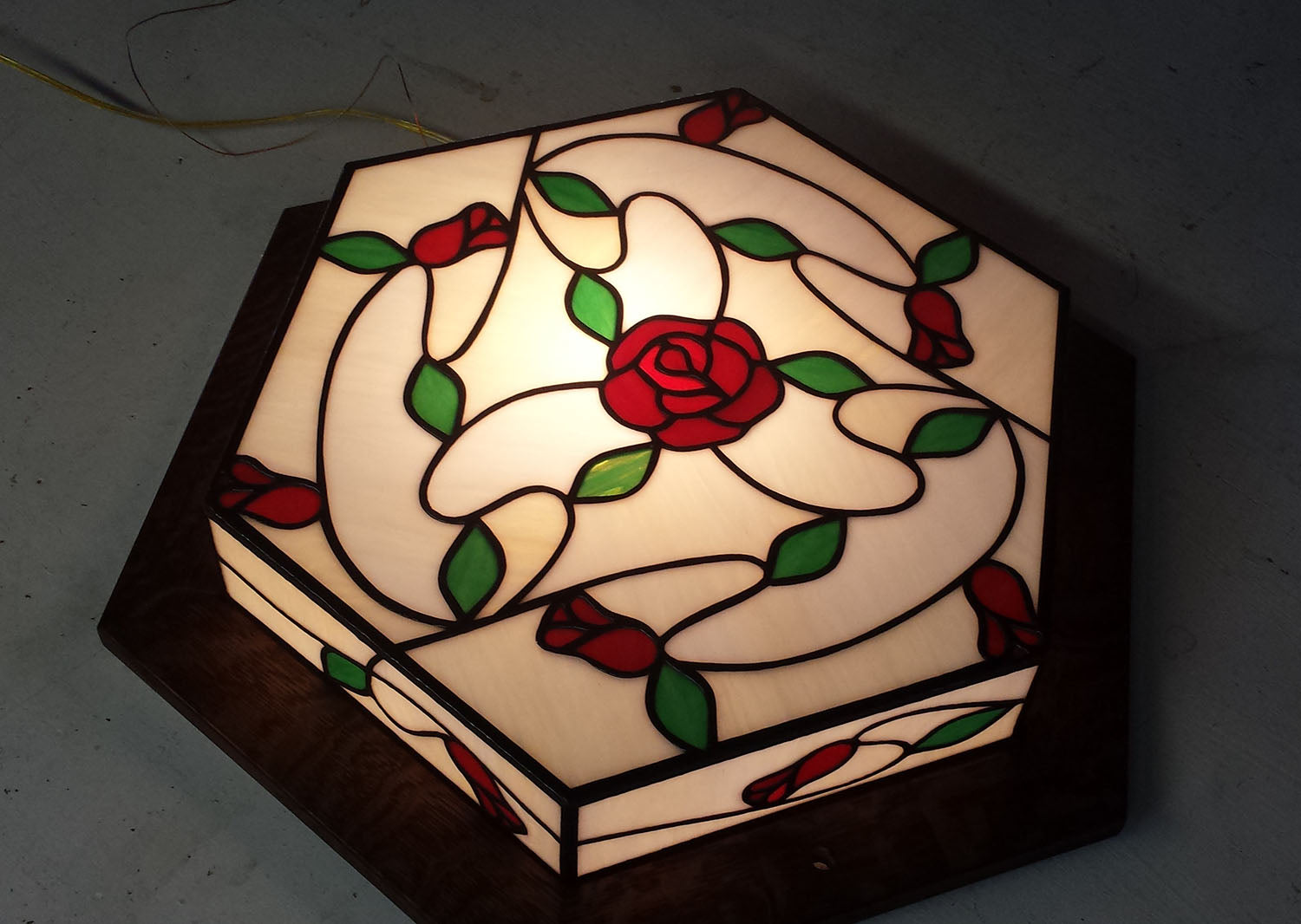 Craftsman Chandelier With Custom Glass