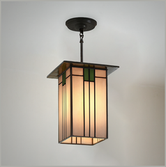 Mission Style Pendant Lantern #657-EM - Metal Framed